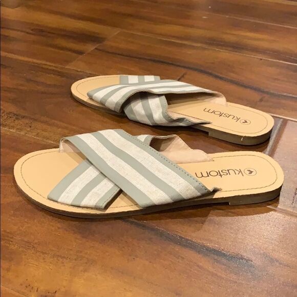 Gray stripe kustom slides sandals shoes - Picture 5 of 8
